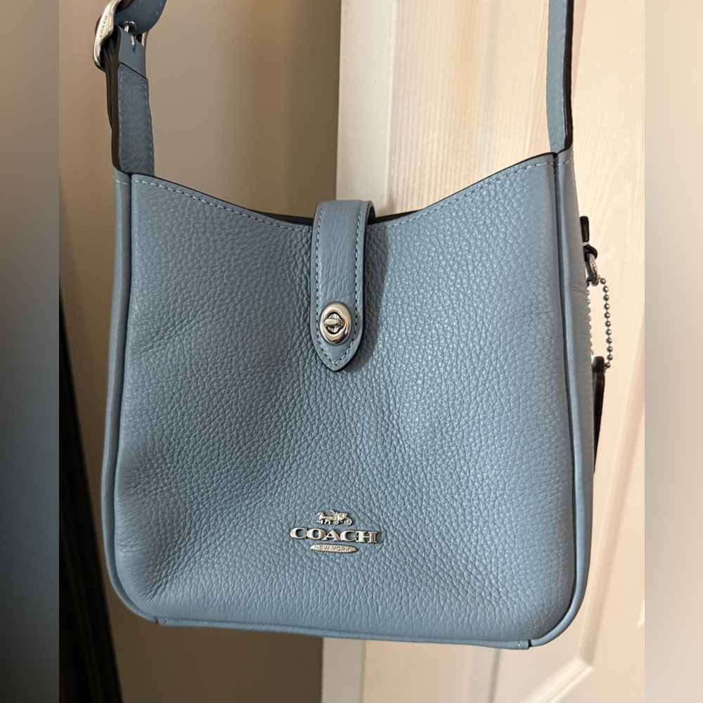 Coach SMALL Blue Pebbled Leather Shoulder Bag
